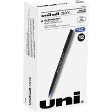 Onyx Roller Ball Pen, Stick, Fine 0.7 Mm, Blue Ink, Black Matte Barrel, Dozen