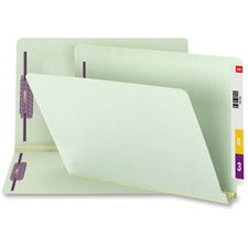 End Tab Pressboard Classification Folders, Two Safeshield Coated Fasteners, 2" Expansion, Legal Size, Gray-green, 25/box