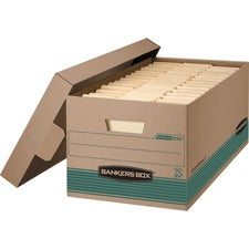 Stor/file Medium-duty 100% Recycled Storage Boxes, Letter Files, 12.88" X 25.38" X 10.25", Kraft/green, 12/carton