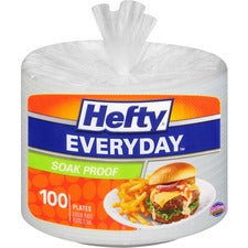 Hefty Soak Proof Tableware Foam Plates 8.88" Dia White 100/pack