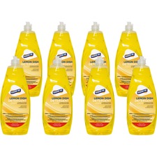 Genuine Joe Dish Detergent - Concentrate Liquid - 38 fl oz (1.2 quart) - Lemon Scent - 8 / Carton - Yellow