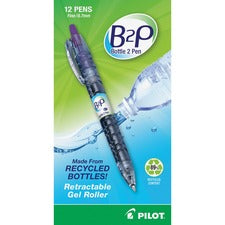 B2p Bottle-2-pen Recycled Gel Pen, Retractable, Fine 0.7 Mm, Purple Ink, Translucent Blue Barrel