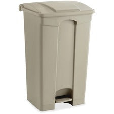 Large Capacity Plastic Step-on Receptacle, 23 Gal, Plastic, Tan