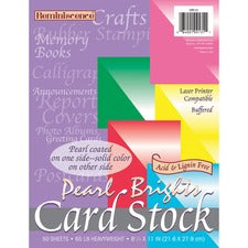 Reminiscence Card Stock, 65 Lb Cover Weight, 8.5 X 11, Assorted Bright Pearl Colors, 50/pack