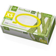 Medline Aloetouch Ice Nitrile Gloves - X-Small Size - Latex-free, Textured, Powder-free - For Healthcare Working - 200 / Box