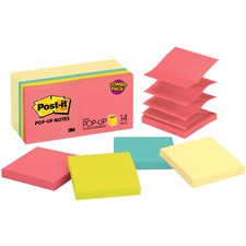 Original Pop-up Notes Value Pack, 3" X 3", (8) Canary Yellow, (6) Poptimistic Collection Colors, 100 Sheets/pad, 14 Pads/pack