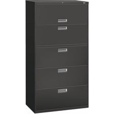 Brigade 600 Series Lateral File, 4 Legal/letter-size File Drawers, 1 Roll-out File Shelf, Charcoal, 36" X 18" X 64.25"
