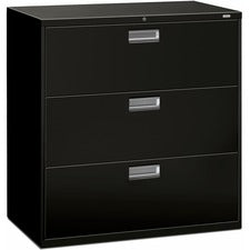 Brigade 600 Series Lateral File, 3 Legal/letter-size File Drawers, Black, 42" X 18" X 39.13"
