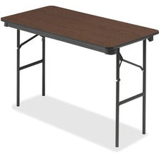 Officeworks Classic Wood-laminate Folding Table, Straight Legs, Rectangular, 48w X 24d X 29h, Walnut