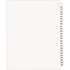 Preprinted Legal Exhibit Side Tab Index Dividers, Avery Style, 25-tab, 326 To 350, 11 X 8.5, White, 1 Set, (1343)