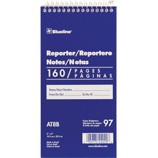 Reporters Note Pad, Medium/college Rule, Blue Cover, 80 White 4 X 8 Sheets