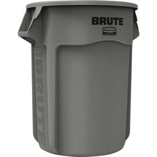 Vented Round Brute Container, 55 Gal, Plastic, Gray