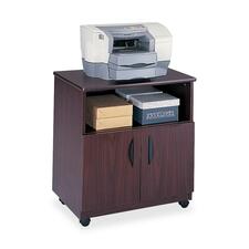 Mobile Machine Stand, Open Compartment, Engineered Wood, 3 Shelves, 200 Lb Capacity, 28" X 19.75" X 30.5", Mahogany