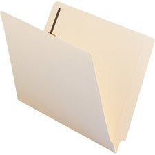 End Tab Fastener Folders With Reinforced Straight Tabs, 14-pt Manila, 2 Fasteners, Letter Size, Manila Exterior, 50/box