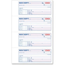 Money And Rent Receipt Books, Account + Payment Sections, Two-part Carbonless, 7.13 X 2.75, 4 Forms/sheet, 200 Forms Total