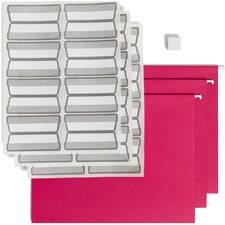 Colored Hanging File Folders With Protab Kit, Letter Size, 1/3-cut, Red