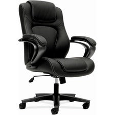 Hvl402 Series Executive High-back Chair, Supports Up To 250 Lb, 17" To 21" Seat Height, Black Seat/back, Iron Gray Base