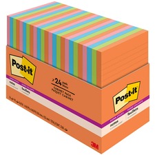Pads In Energy Boost Collection Colors, Note Ruled, 4" X 6", 45 Sheets/pad, 24 Pads/pack