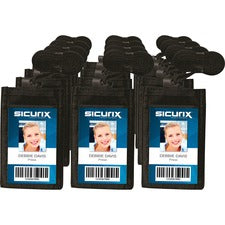 SICURIX Carrying Case (Pouch) Business Card - Black - Nylon Body - 3" Height x 0.4" Width - 12 / Box