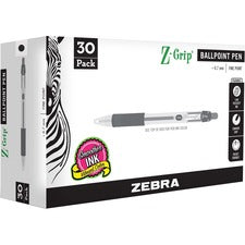 Z-grip Ballpoint Pen, Retractable, Medium 0.7 Mm, Black Ink, Black Tinted Barrel, 30/pack