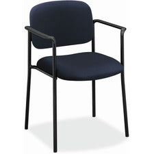 Vl616 Stacking Guest Chair With Arms, Fabric Upholstery, 23.25" X 21" X 32.75", Navy Seat, Navy Back, Black Base