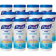 Premoistened Hand Sanitizing Wipes, 5.78 X 7, Fresh Citrus, White, 100/canister, 12 Canisters/carton