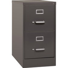 Lorell Fortress Series 26.5'' Letter-size Vertical Files - 2-Drawer - 15" x 26.5" x 28.4" - 2 x Drawer(s) for File - Letter - Vertical - Label Holder, Drawer Extension, Ball-bearing Suspension, Heavy Duty, Security Lock - Medium Tone - Steel - Recycled