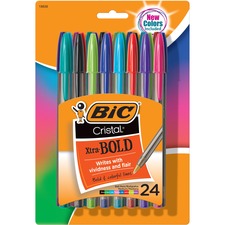 Cristal Xtra Bold Ballpoint Pen, Stick, Bold 1.6 Mm, Assorted Ink And Barrel Colors, 24/pack