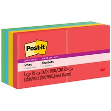 Pads In Playful Primary Collection Colors, 2" X 2", 90 Sheets/pad, 8 Pads/pack