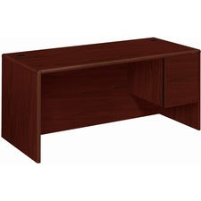 10700 Series "l" Workstation Desk With Three-quarter Height Pedestal On Right, 66" X 30" X 29.5", Mahogany