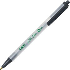 Ecolutions Clic Stic Ballpoint Pen, Retractable, Medium 1 Mm, Black Ink, Clear Barrel, Dozen