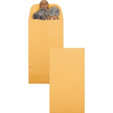 Kraft Coin And Small Parts Envelope, #5, Square Flap, Gummed Closure, 2.88 X 5.25, Brown Kraft, 500/box