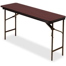 Officeworks Commercial Wood-laminate Folding Table, Rectangular Top, 60w X 18w X 29h, Mahogany