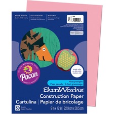 Sunworks Construction Paper, 50 Lb Text Weight, 9 X 12, Pink, 50/pack