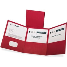 Tri-fold Folder W/3 Pockets, 150-sheet Capacity, 11 X 8.5, Red, 20/box
