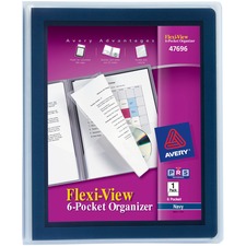 Flexi-view Six-pocket Polypropylene Organizer, 150-sheet Capacity, 11 X 8.5, Translucent/navy