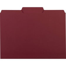 Interior File Folders, 1/3-cut Tabs: Assorted, Letter Size, 0.75" Expansion, Maroon, 100/box