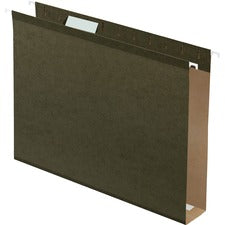 Extra Capacity Reinforced Hanging File Folders With Box Bottom, 2" Capacity, Letter Size, 1/5-cut Tabs, Green, 25/box