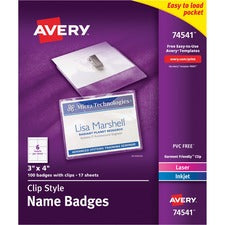 Clip-style Name Badge Holder With Laser/inkjet Insert, Top Load, 4 X 3, White, 100/box