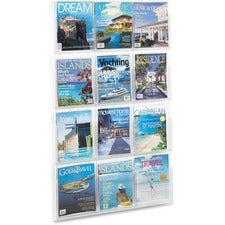 Reveal Clear Literature Displays, 12 Compartments, 30w X 2d X 49h, Clear