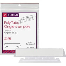 Poly Index Tabs And Inserts For Hanging File Folders, 1/3-cut, White/clear, 3.5" Wide, 25/pack