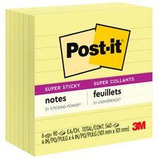 Pads In Canary Yellow, Note Ruled, 4" X 4", 90 Sheets/pad, 6 Pads/pack