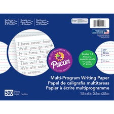 Multi-program Handwriting Paper, 16 Lb, 1/2" Long Rule, One-sided, 8 X 10.5, 500/pack
