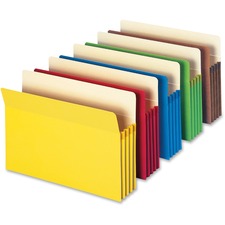 Colored File Pockets, 3.5" Expansion, Letter Size, Assorted Colors, 5/pack