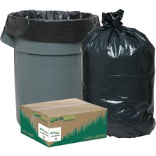 Linear Low Density Recycled Can Liners, 10 Gal, 0.85 Mil, 24" X 23", Black, 25 Bags/roll, 20 Rolls/carton