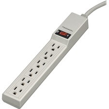 Power Strip, 6 Outlets, 4 Ft Cord, Platinum