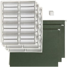 100% Recycled Hanging File Folders With Protab Kit, Letter Size, 1/3-cut, Standard Green