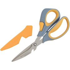 Titanium Bonded Workbench Shears, 8" Long, 3" Cut Length, Gray/yellow Offset Handle