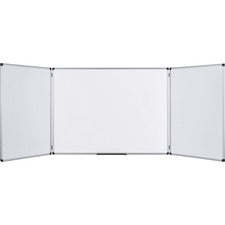 MasterVision Trio Magnetic Whiteboard - 36" (3 ft) Width x 96" (8 ft) Height - White Surface - Rectangle - Assembly Required - 1 Each