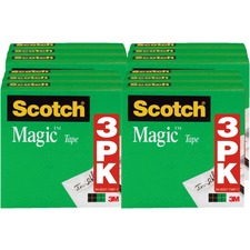Scotch 1/2"W Magic Tape - 36 yd Length x 0.50" Width - 1" Core - 12 / Bundle - Matte Clear